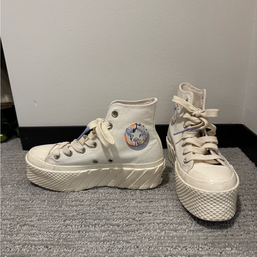 Converse High-Top Platform Sneakers - Cream